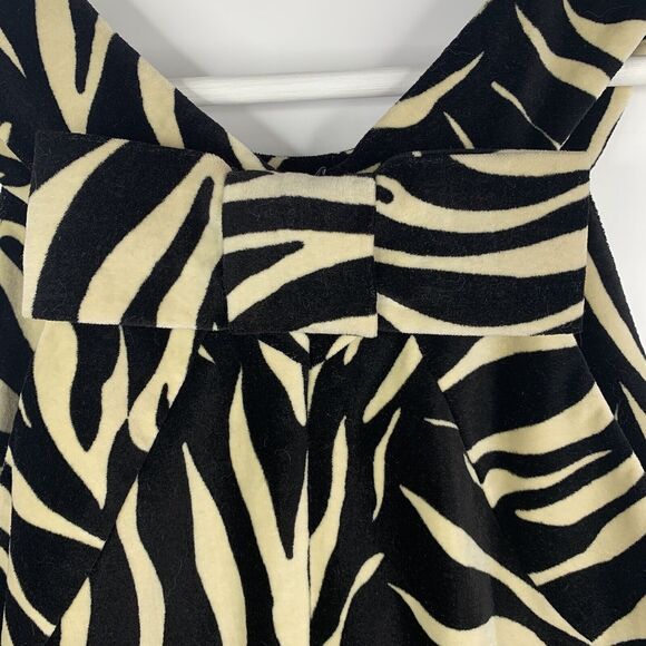 Milly New York Sz 4 Dress Y2K Zebra Animal Print Velvet Sleeveless Sheath Black - Picture 8 of 16
